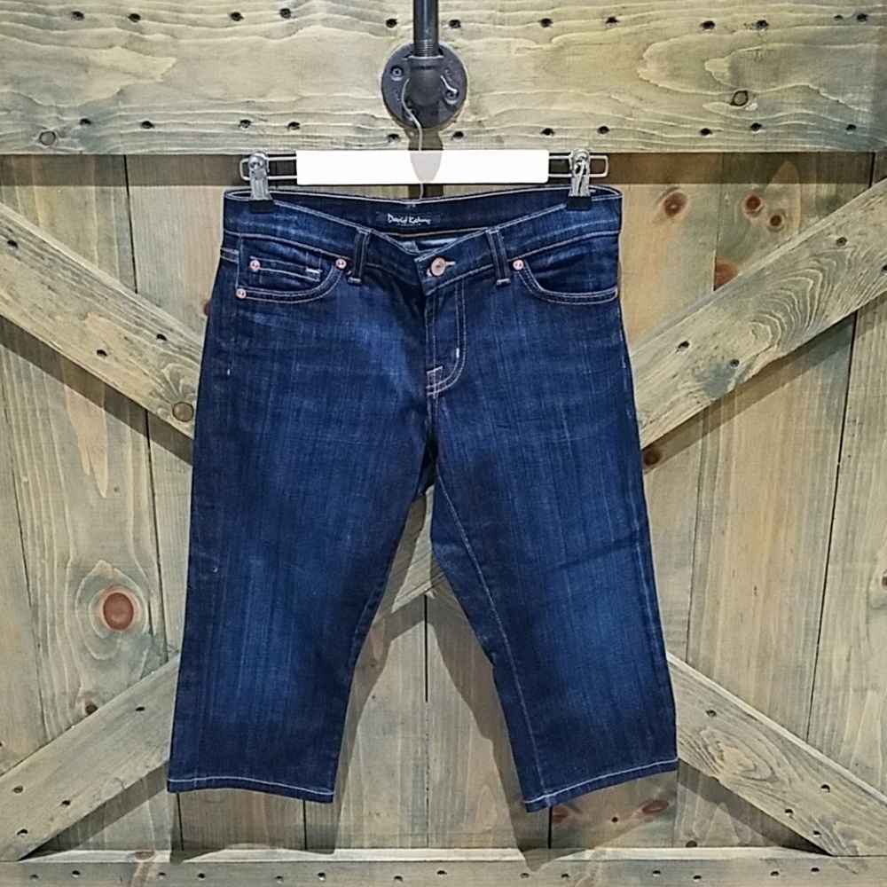 DAVID KAHN DARK DENIM JEAN BERMUDA SHORTS SIZE 26 WOMENS Y2K LONG